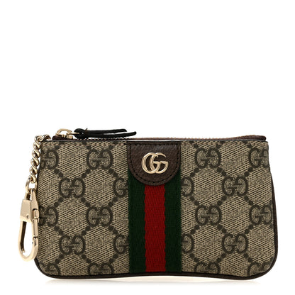 Gucci GG Supreme Monogram Web Ophidia Zip Key Pouch Brown 3 of 9