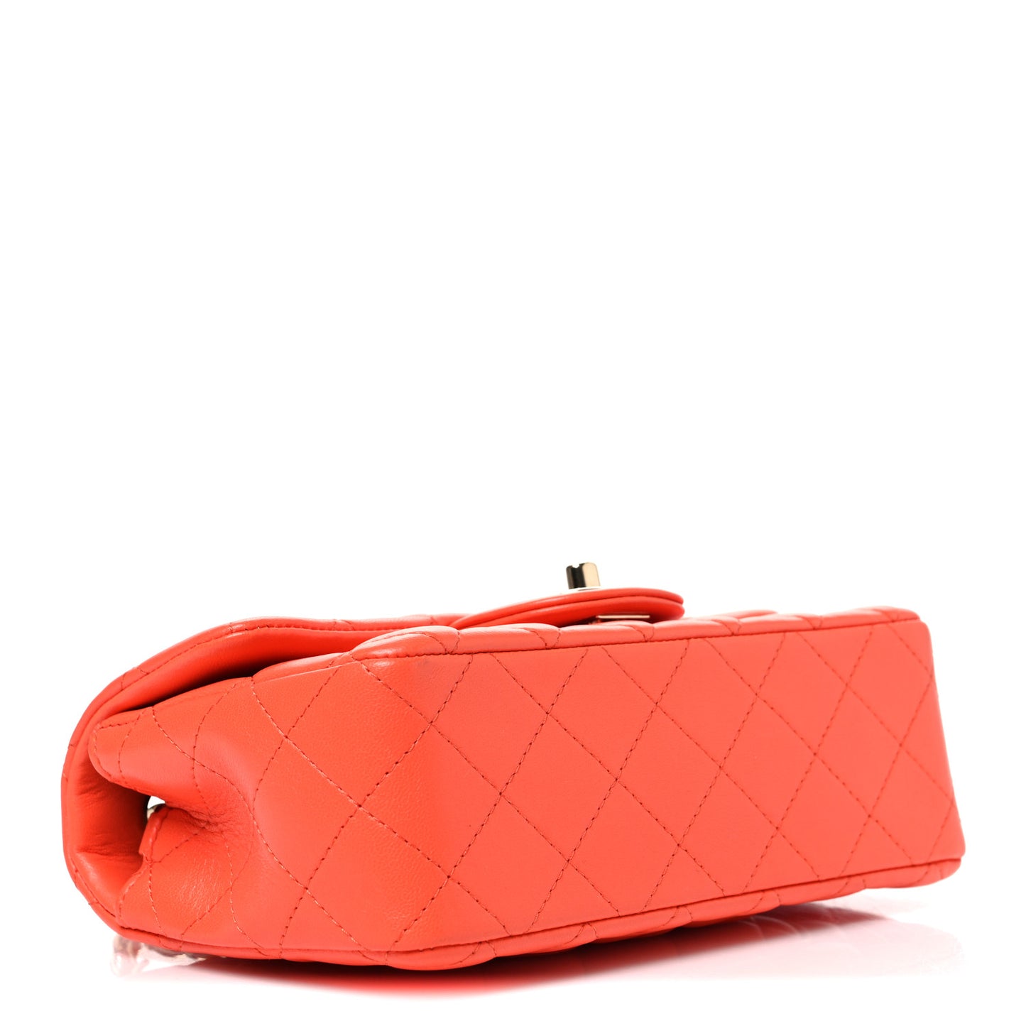 Lambskin Quilted Mini Rectangular Flap Orange