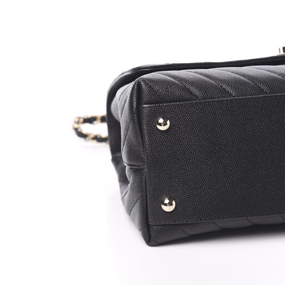 Chanel Caviar Chevron Quilted Small Coco Handle Flap Black 7 of 10