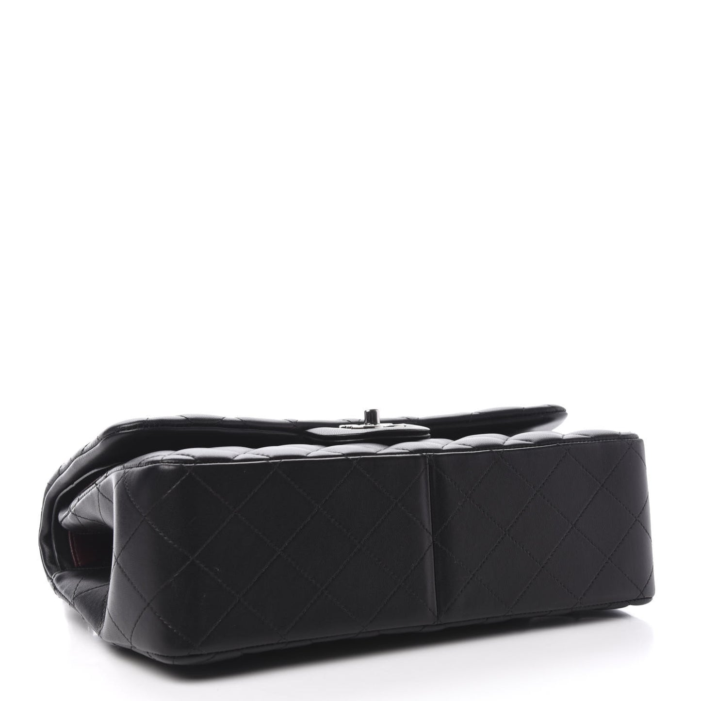 Lambskin Quilted Jumbo Double Flap Black