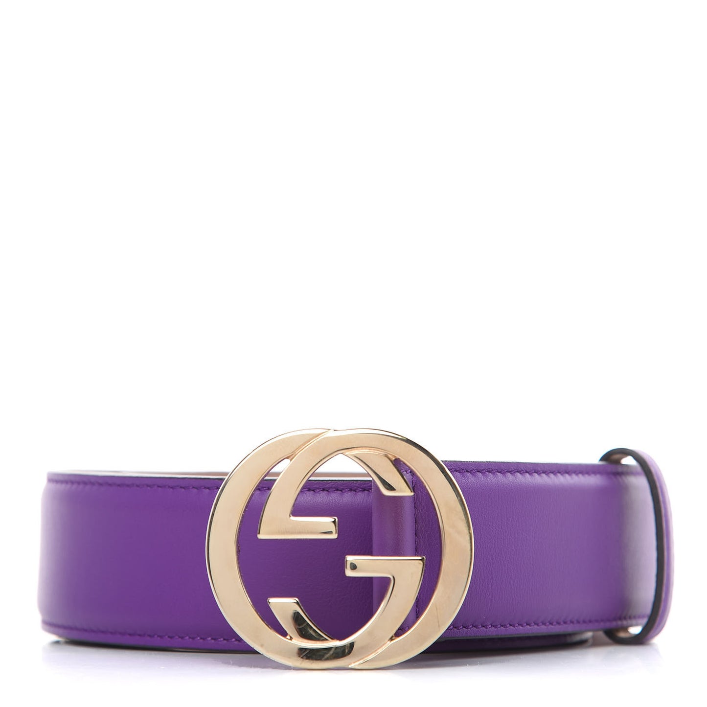 Moon Calfskin Interlocking G 37mm Belt 95 38 Shine Purple