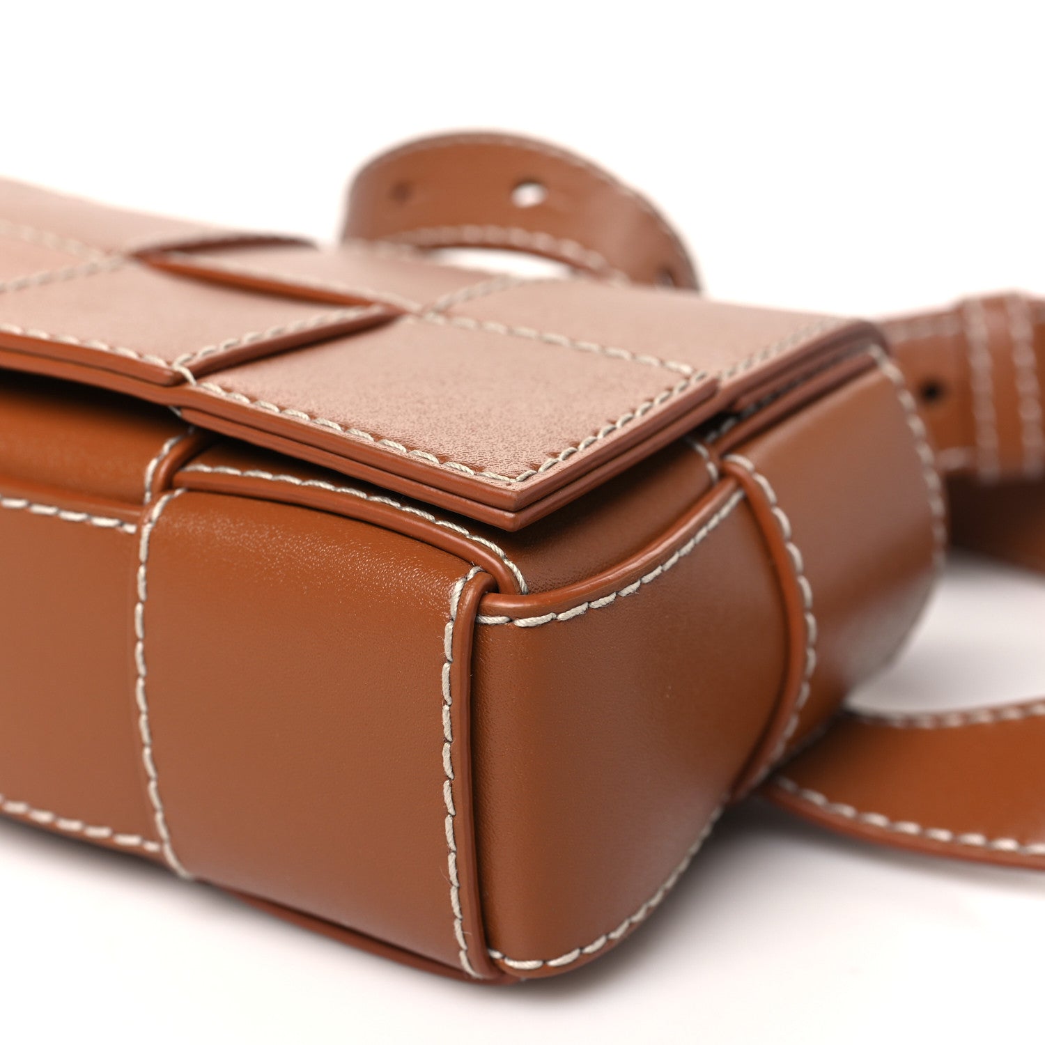 Bottega Veneta Calfskin Maxi Intreccio Mini Cassette Belt Bag Wood 10 of 12
