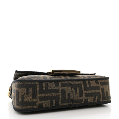 Fendi Fabric Jacquard FF 1974 Mini Baguette Tobacco Moro Black 4 of 10