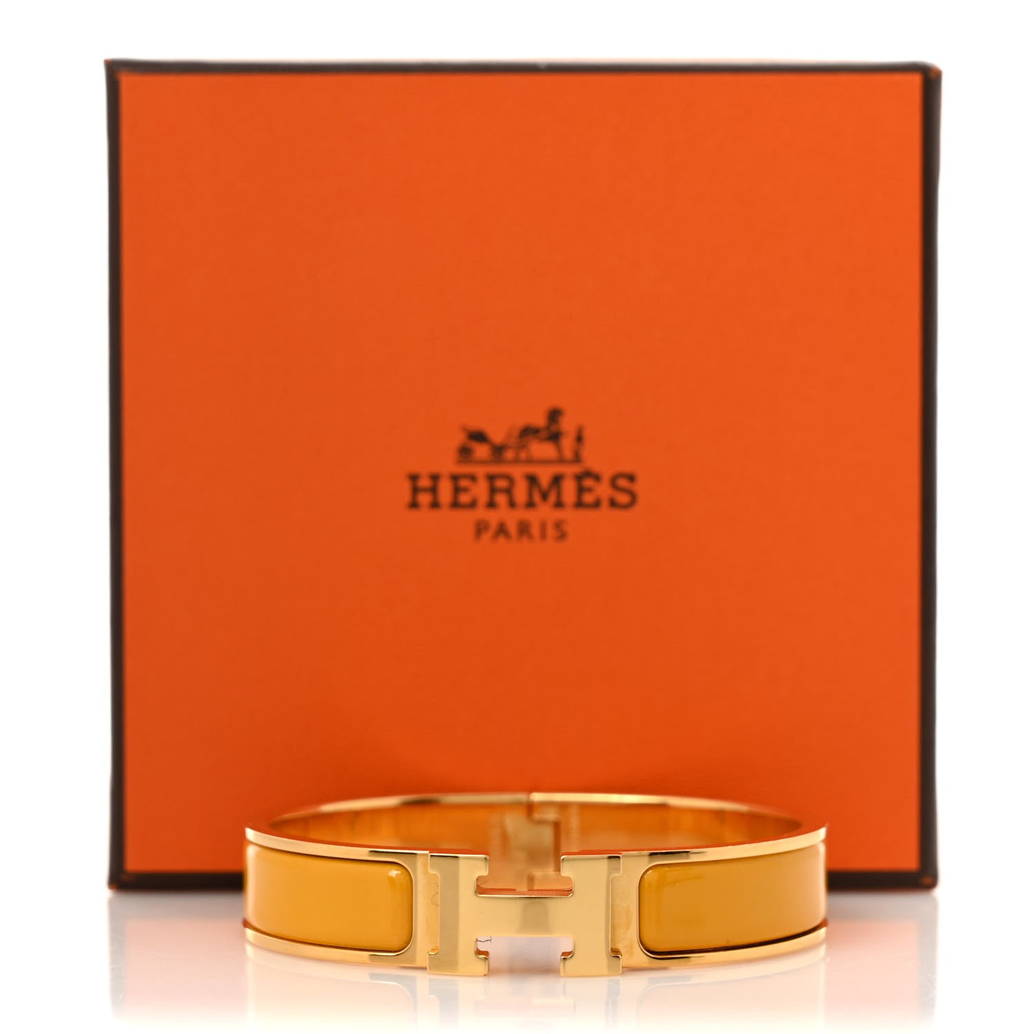 Hermes Enamel Narrow Clic Clac H Bracelet PM Jaune Madras 4 of 4