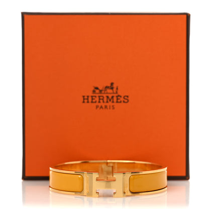 Hermes Enamel Narrow Clic Clac H Bracelet PM Jaune Madras 4 of 4