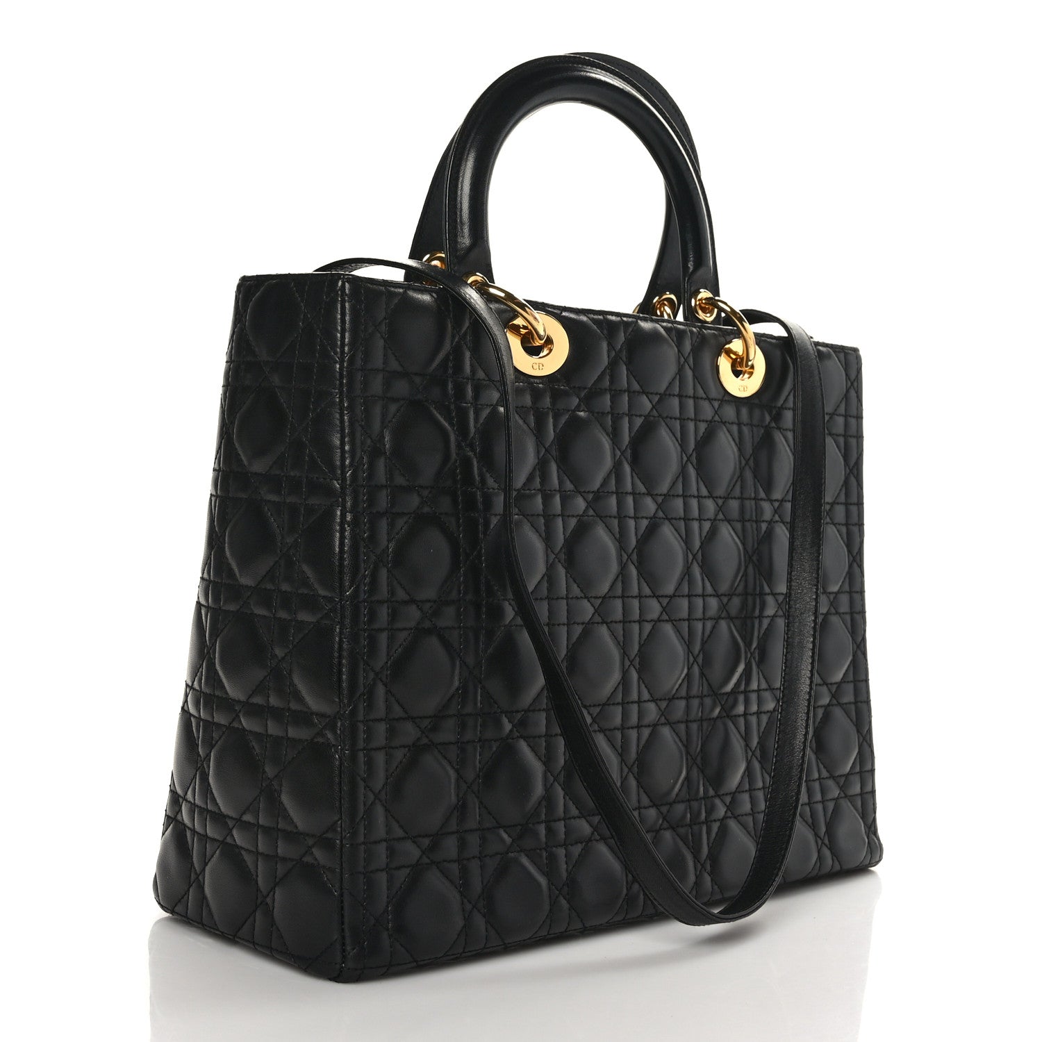Christian Dior Lambskin Cannage Large Lady Dior Black 3 of 9