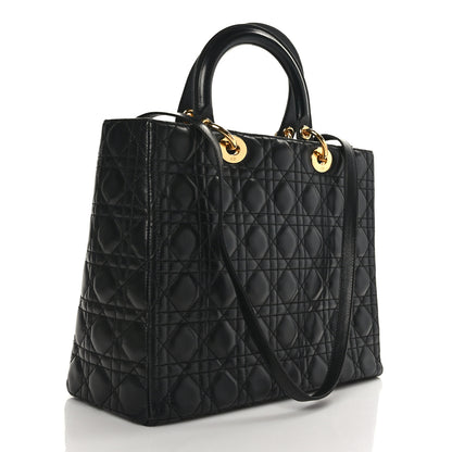 Christian Dior Lambskin Cannage Large Lady Dior Black 3 of 9