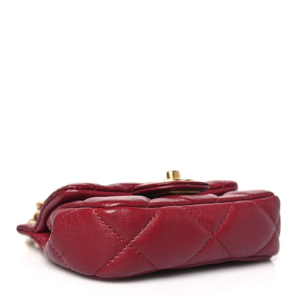 Chanel Calfskin Quilted Lady Handle Flap Card Holder With Chain Red 4 of 11