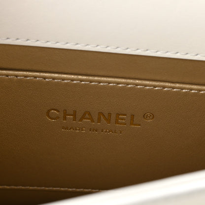 Chanel Shiny Calfskin Quilted Small Metal Top Handle Flap White 7 of 12