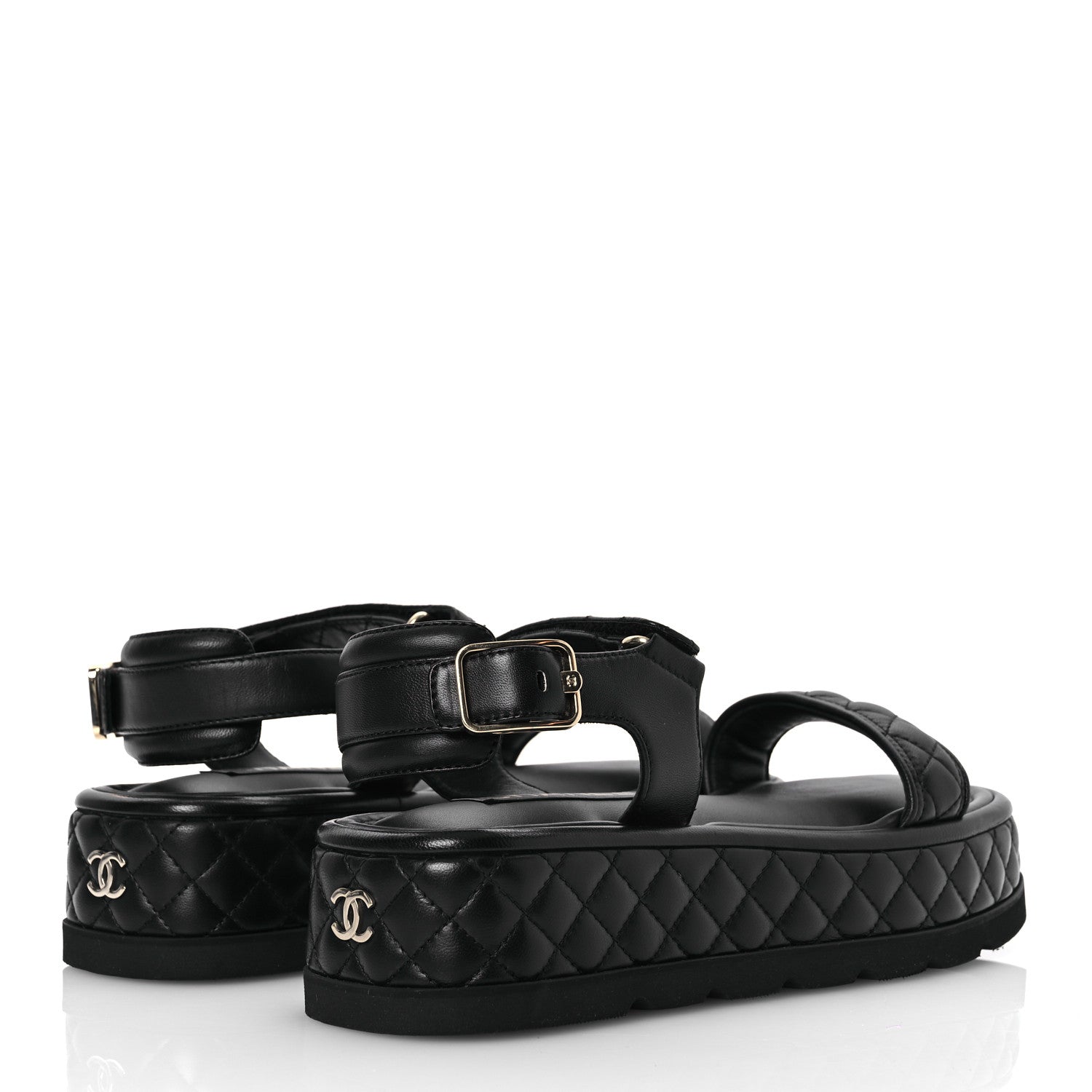 Chanel Lambskin Quilted Platform Sandals 40.5 Black 5 of 13