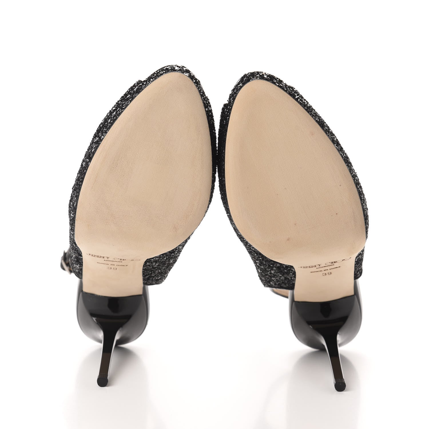 Jimmy Choo Coarse Glitter Fabric Nova Slingback Pumps 39 Black 6 of 9