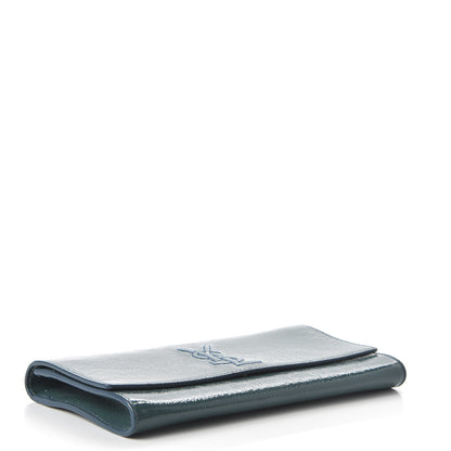 Saint Laurent Textured Patent Monogram Small Belle De Jour Clutch Turquoise 4 of 9