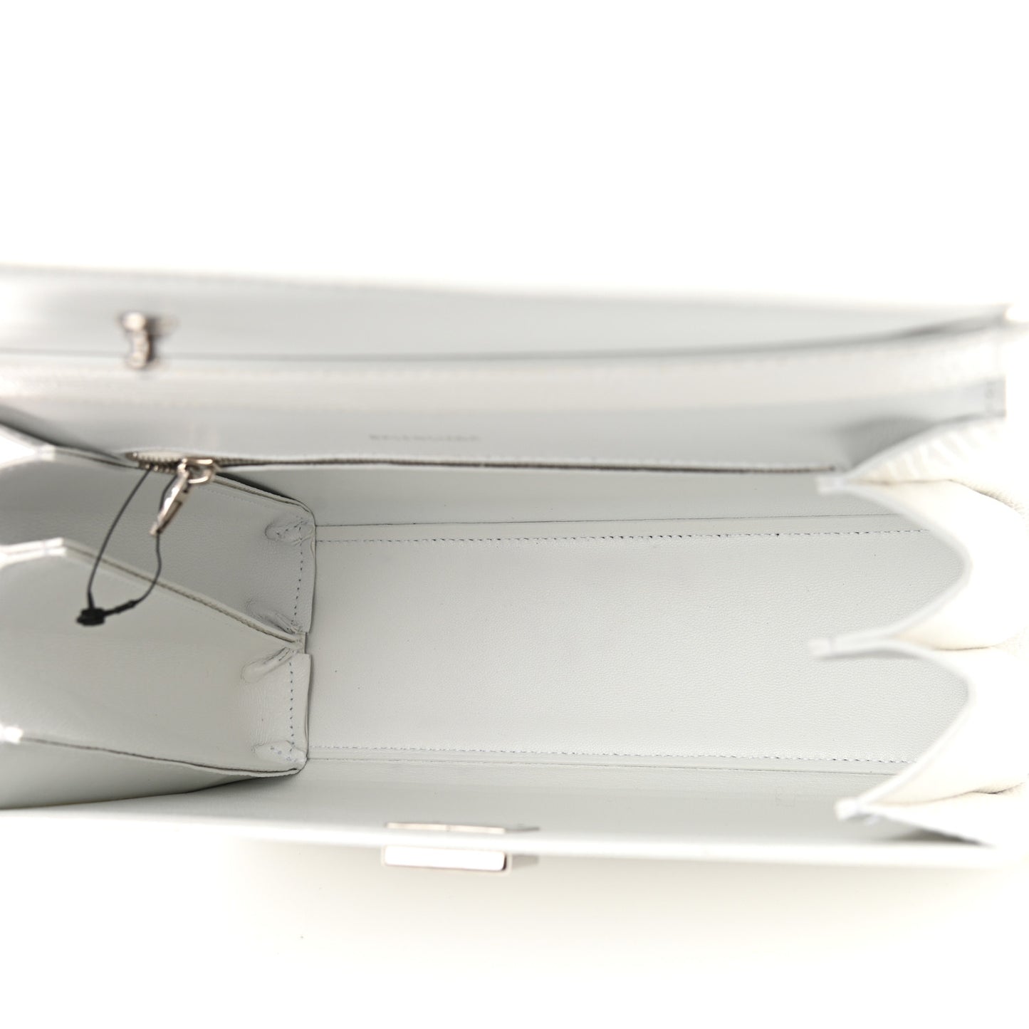 Patent Calfskin Lizard Embossed Medium Ghost Shoulder Bag Optic White