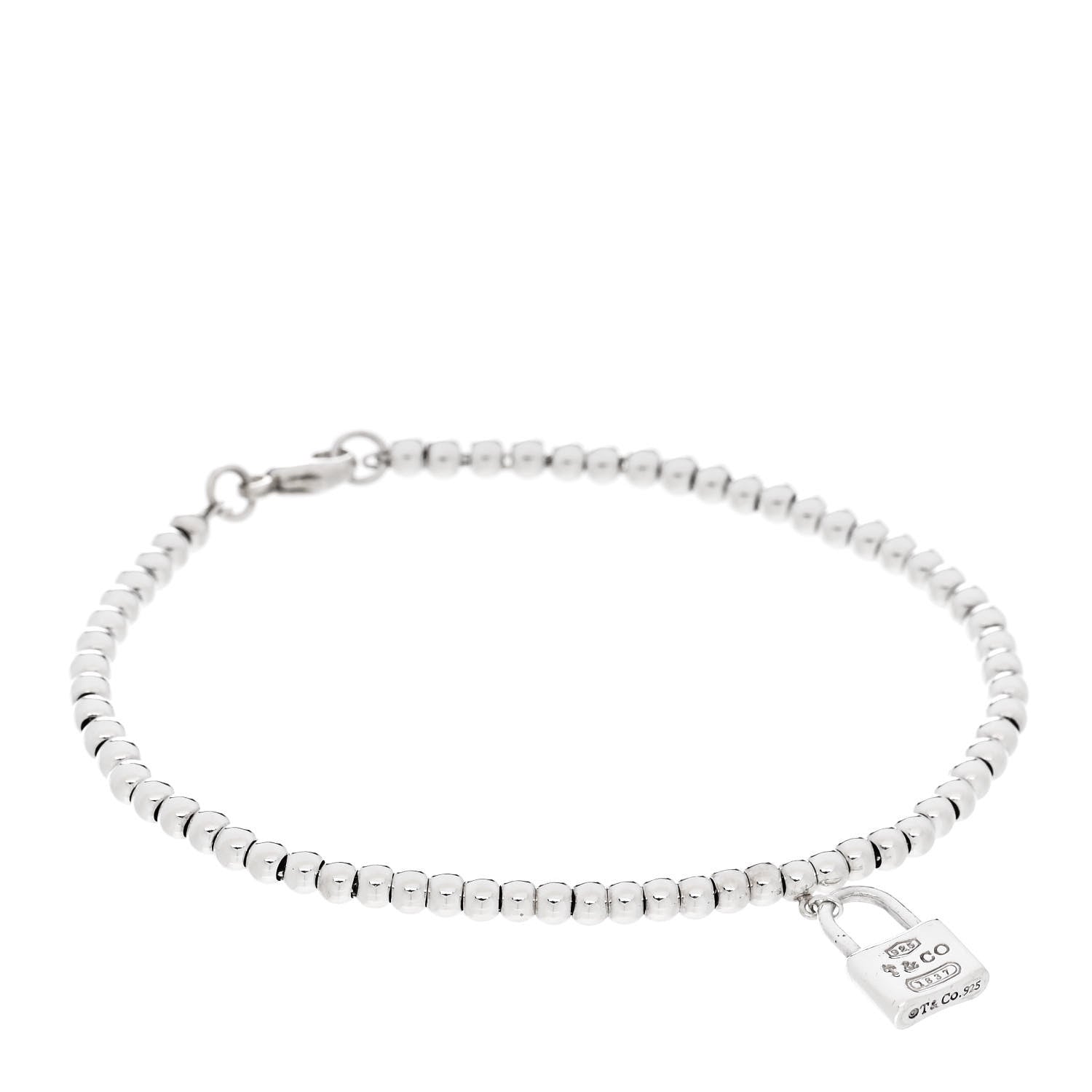 Tiffany Sterling Silver 1837 Lock Charm Bead Bracelet 1 of 3