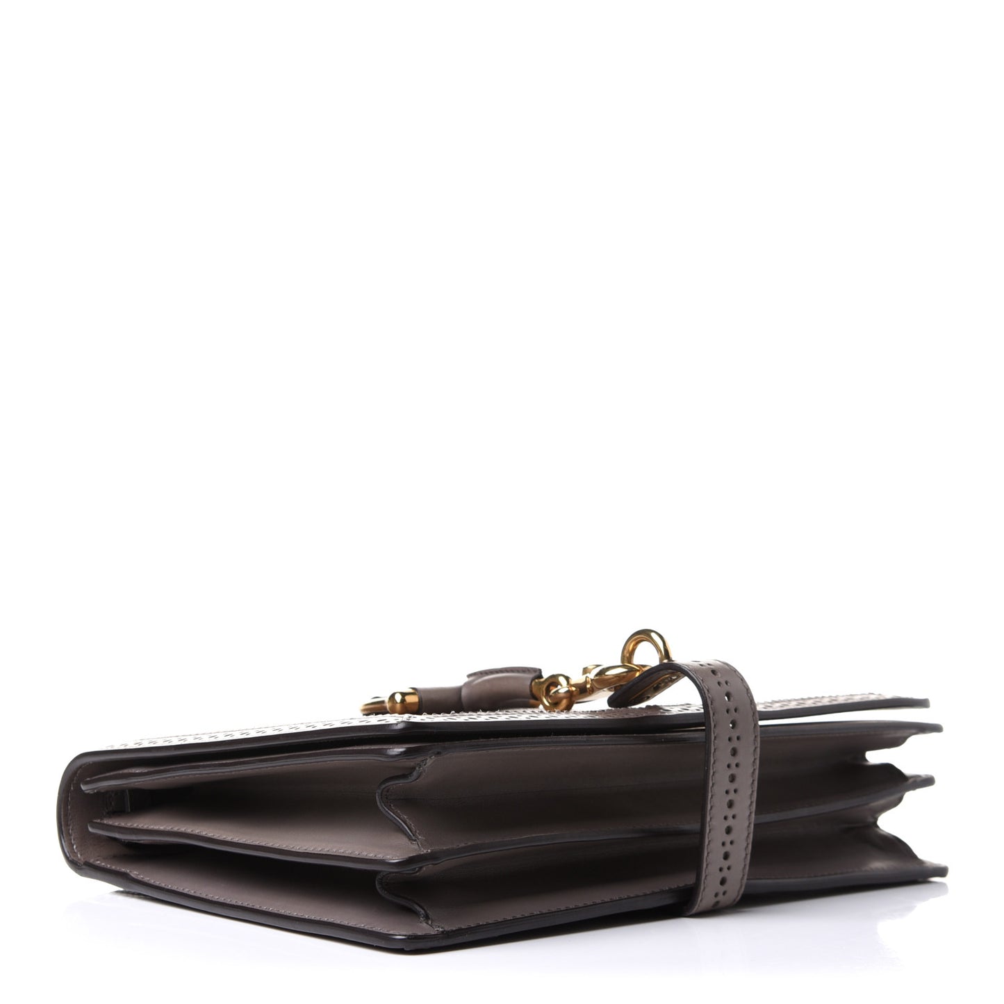 Calfskin Duilio Brogue Crossbody Bag Grey