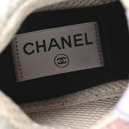 Chanel Fabric Suede Calfskin CC Sneakers 35 Dark Blue Beige Multicolor 8 of 9