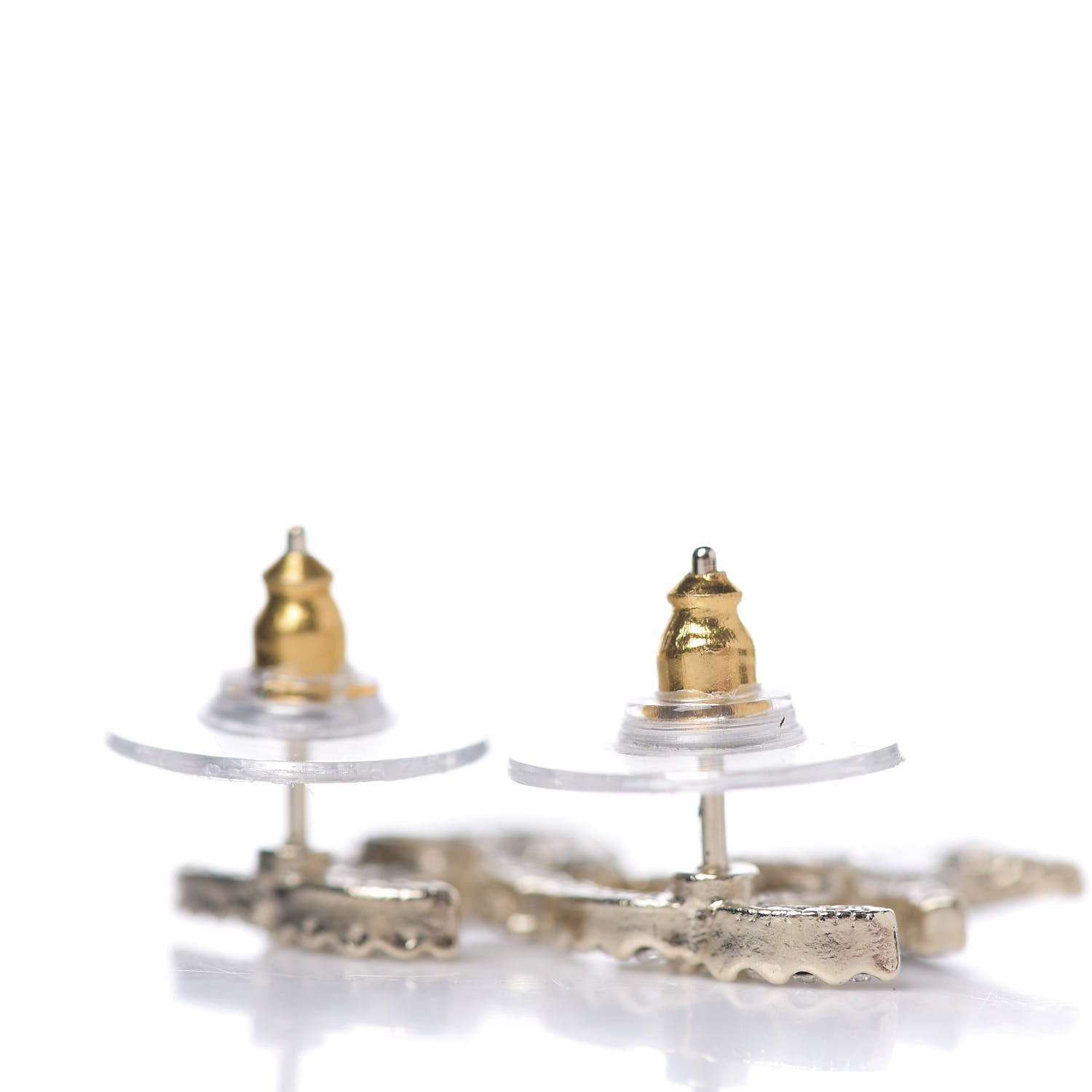 Chanel Crystal Enamel CC Star Heart Earrings Gold 2 of 3