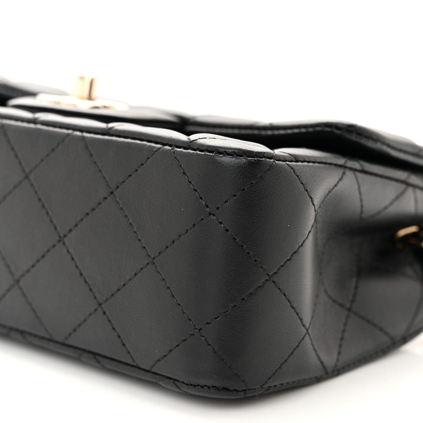 Lambskin Quilted Mini Rectangular Flap Black