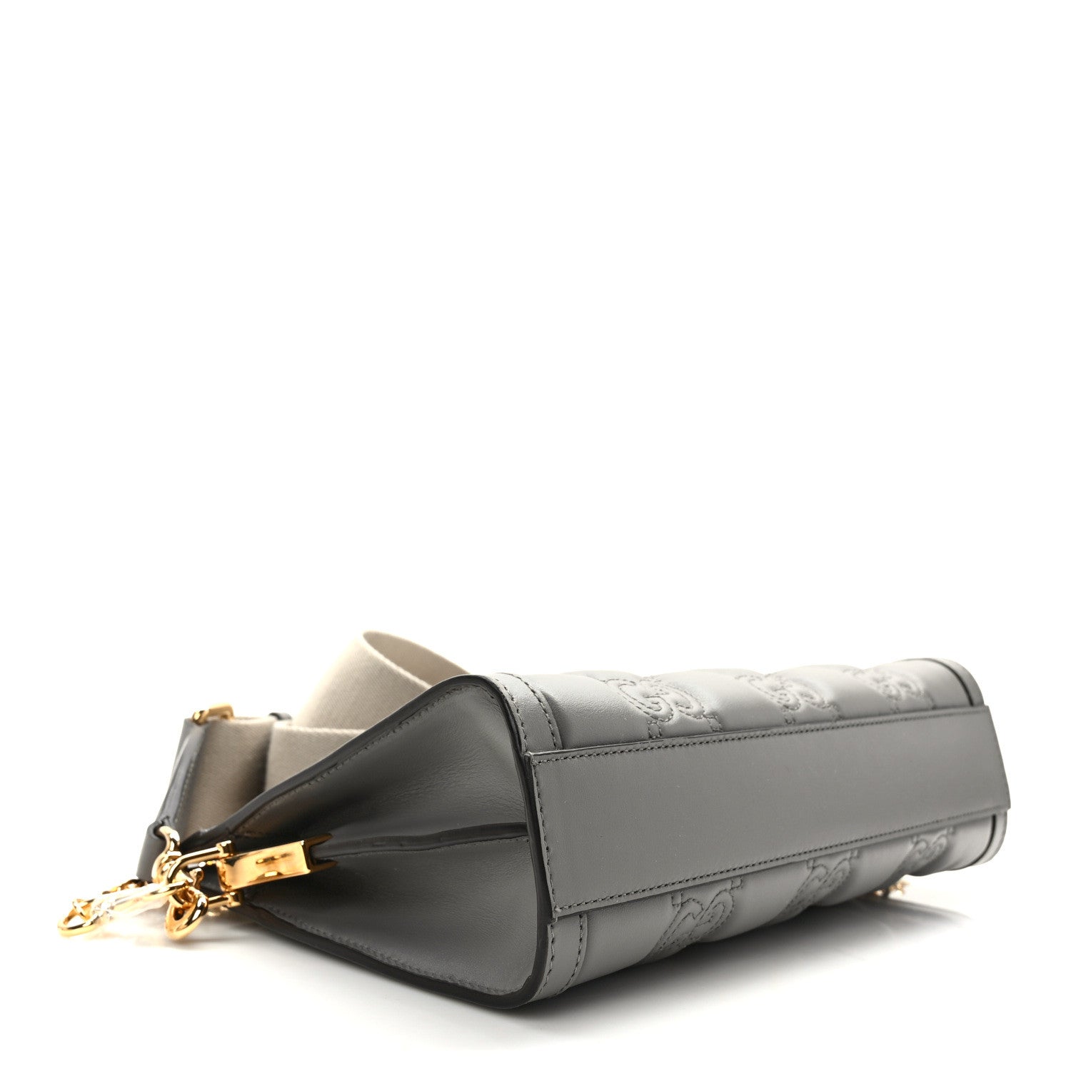 Gucci Calfskin GG Matelasse Small Slim Chain Shoulder Bag Dusty Grey Natural 4 of 9
