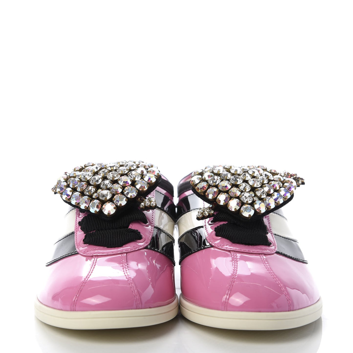 Patent Calfskin Crystal Womens Web Falacer Sneakers 36 Pink