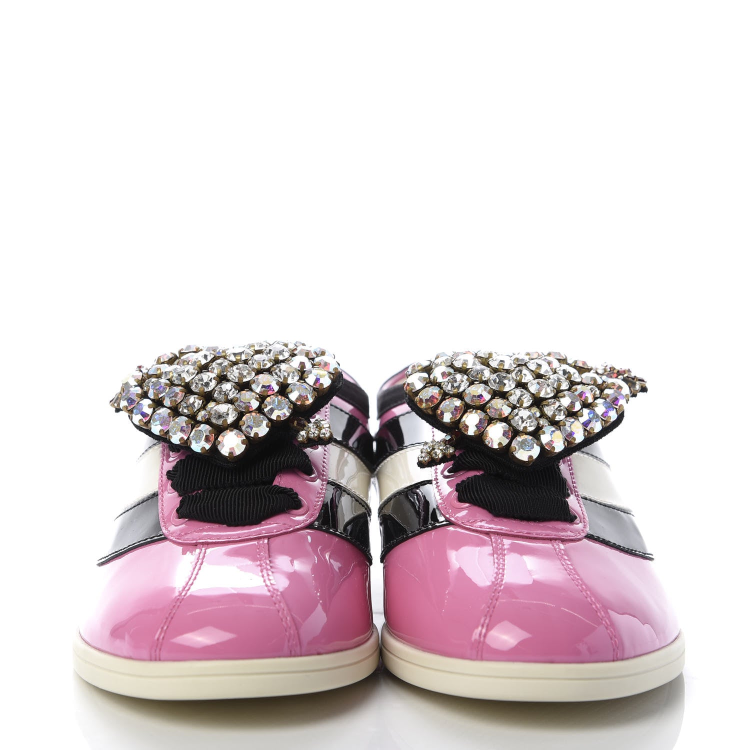Gucci Patent Calfskin Crystal Womens Web Falacer Sneakers 36 Pink 2 of 8