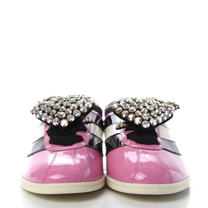 Gucci Patent Calfskin Crystal Womens Web Falacer Sneakers 36 Pink 2 of 8