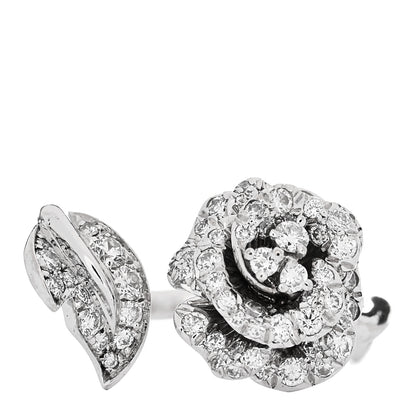 Christian Dior 18K White Gold Diamond Small Rose Dior Bagatelle Ring 50 5.25 1 of 5
