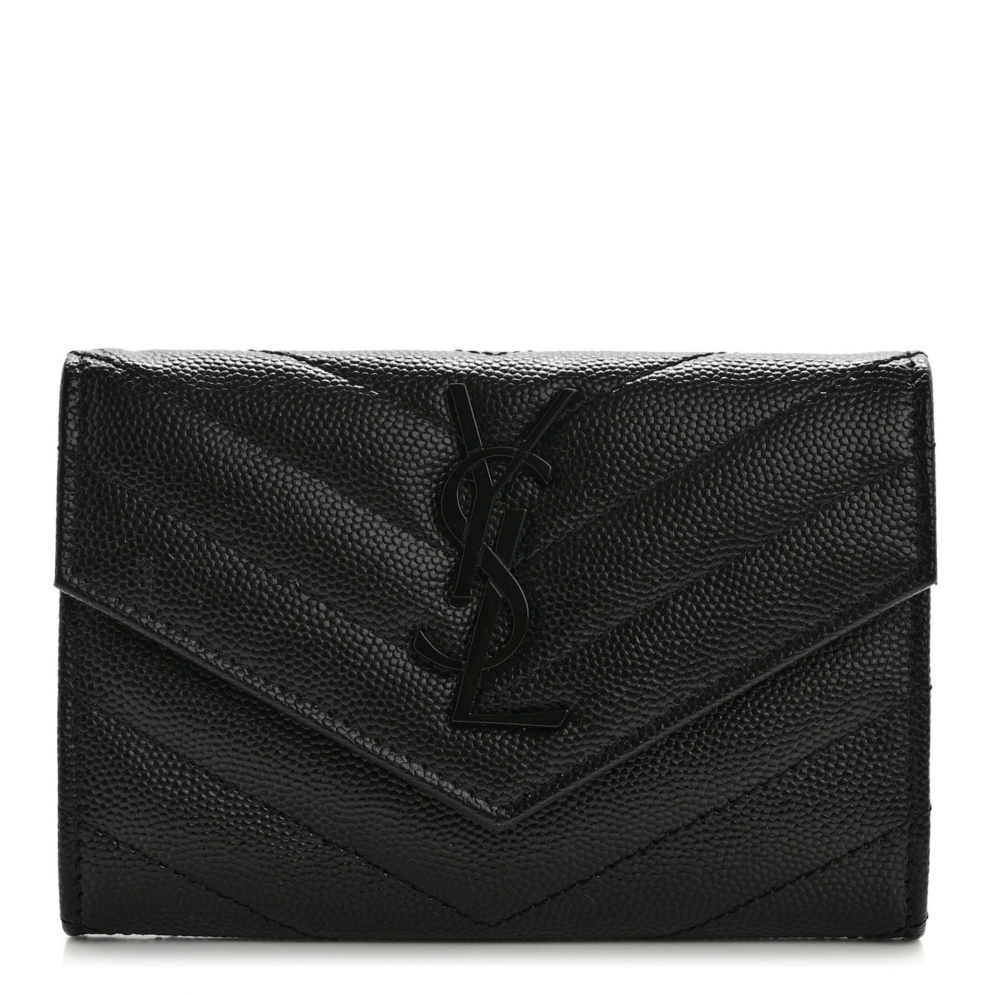 Grain De Poudre Matelasse Chevron Small Monochrome Monogram Envelope Wallet Black
