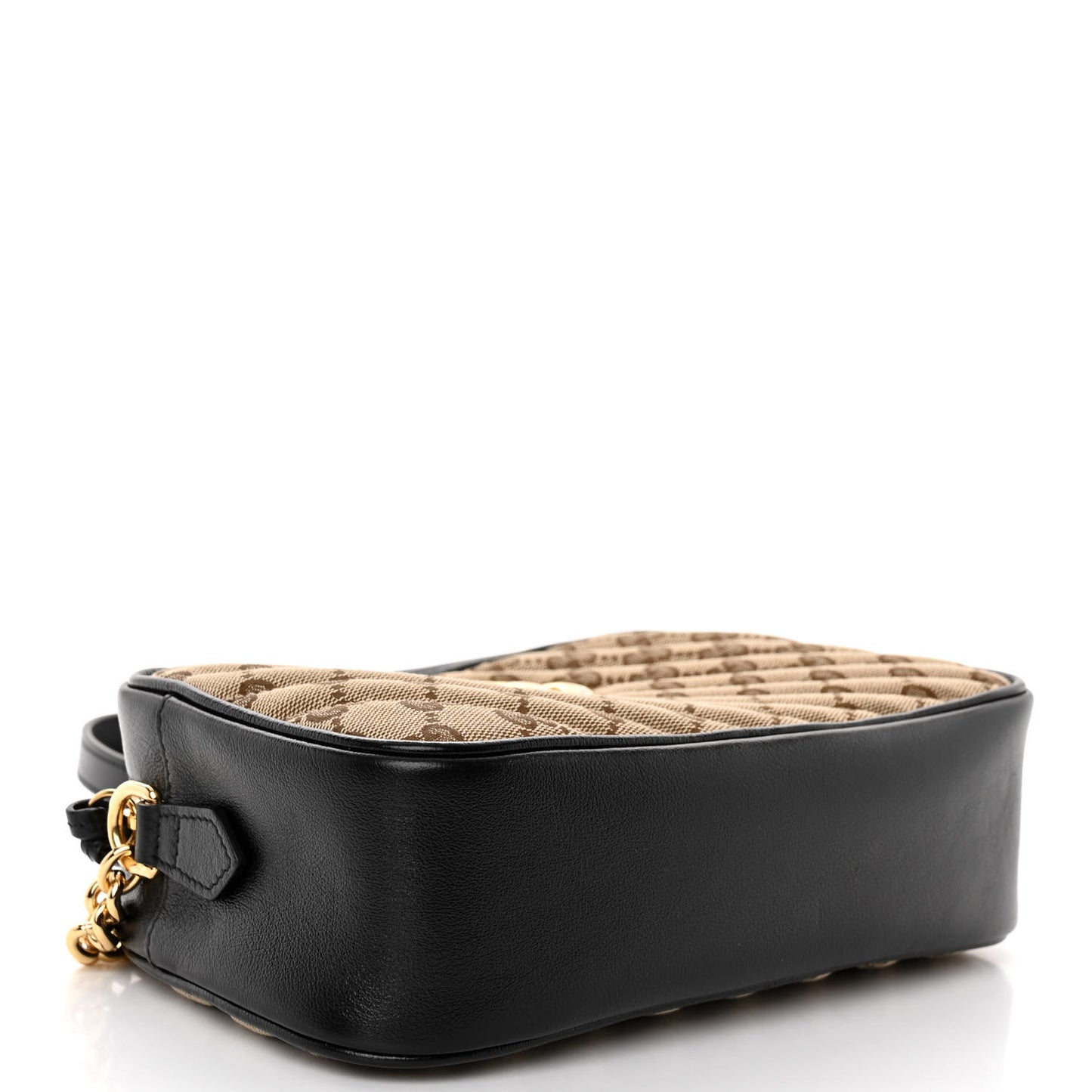 Monogram Matelasse Diagonal Small GG Marmont Chain Shoulder Bag Beige Black