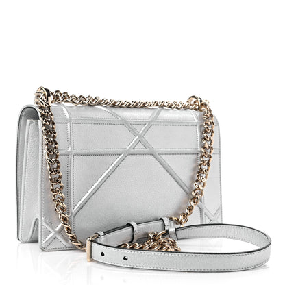 Christian Dior Metallic Grained Calfskin Medium Diorama Flap Bag Silver 3 of 12