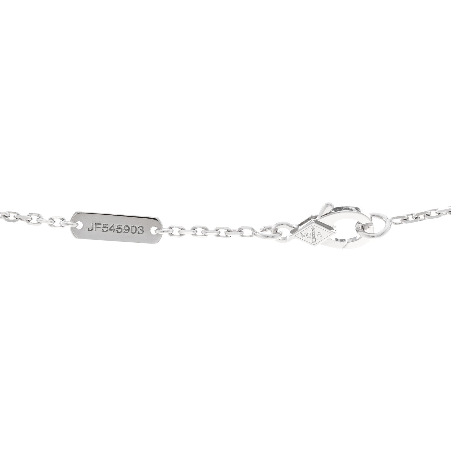 Van Cleef & Arpels 18K White Rose Gold Diamond Guilloche Vintage Alhambra Pendant Necklace 4 of 5