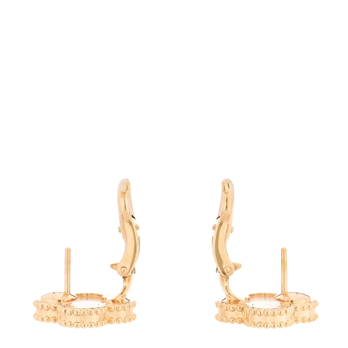 Van Cleef & Arpels 18K Yellow Gold Mother of Pearl Vintage Alhambra Earrings 3 of 5