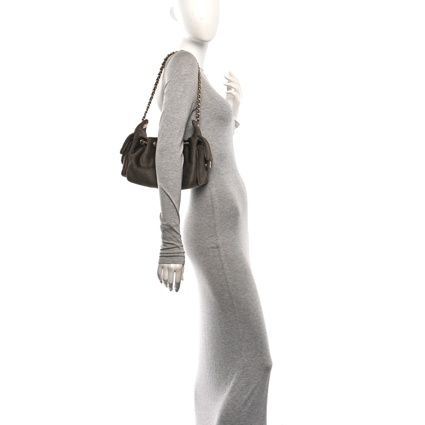 Pony Hair Mini Chanel 25 Handbag Dark Khaki