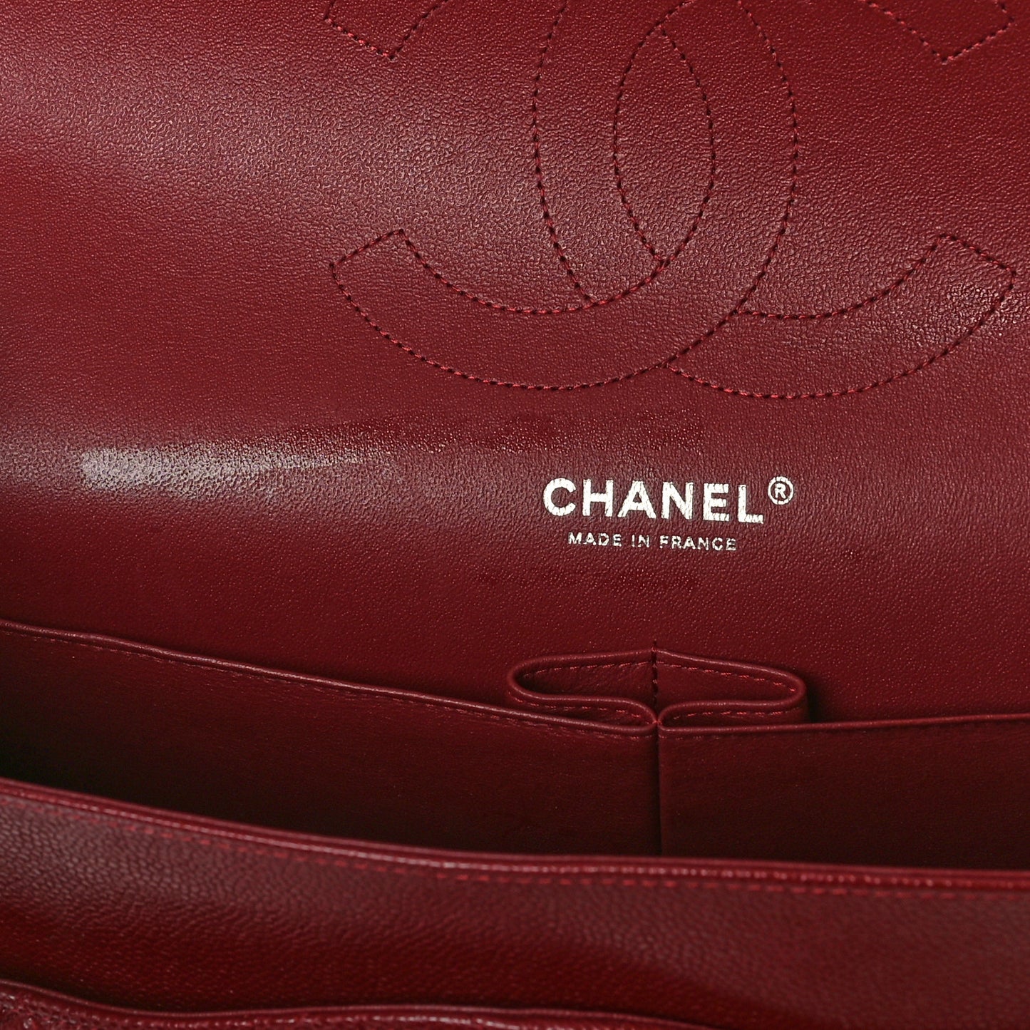 Caviar Quilted Jumbo Double Flap Burgundy