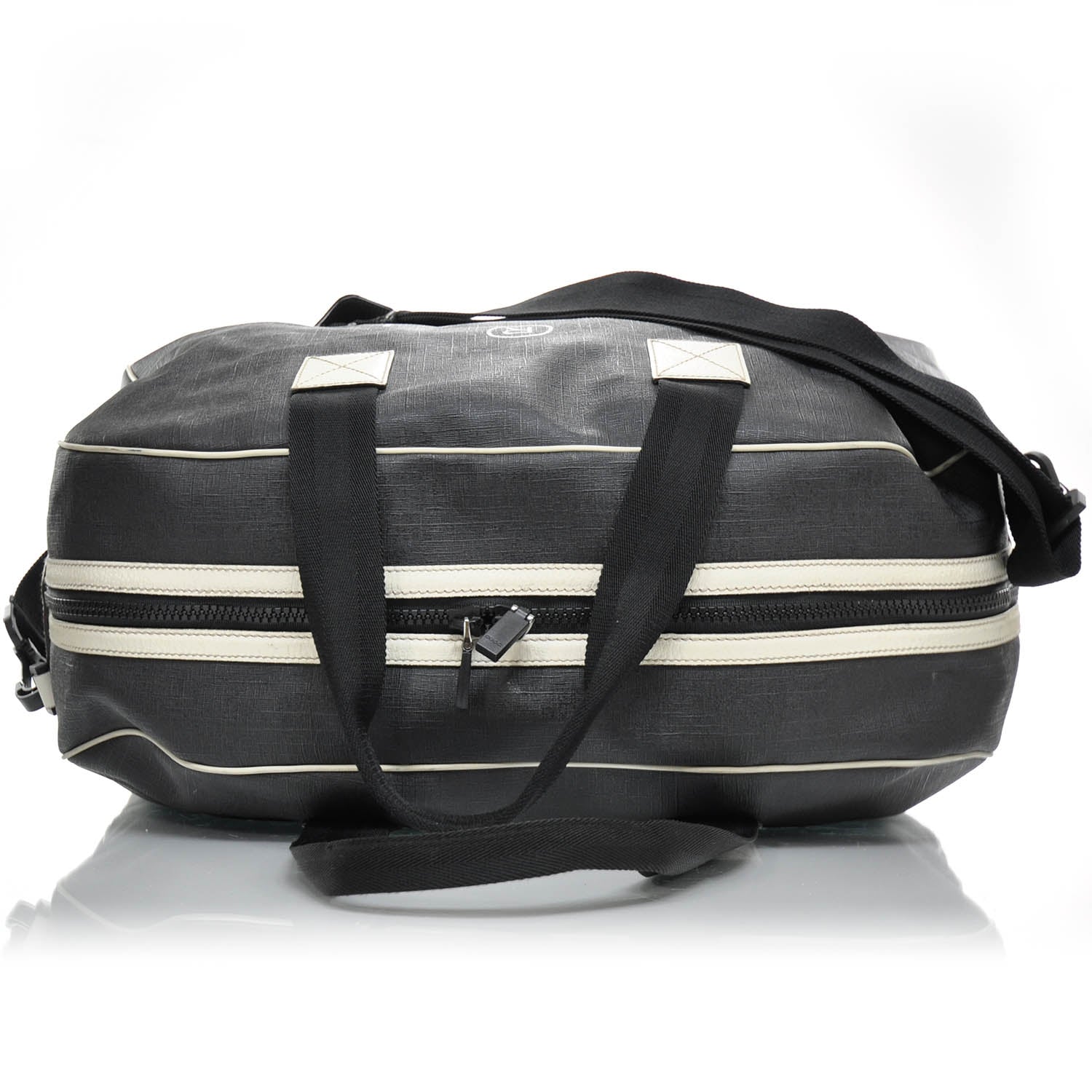 Gucci Coated Canvas Trademark Logo Duffle Bag Black 5 of 9