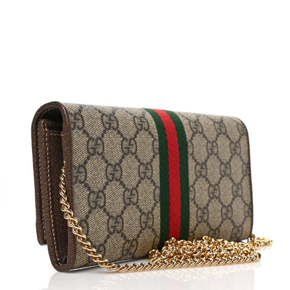 Gucci GG Supreme Monogram Web Ophidia Wallet On Chain Brown 3 of 9