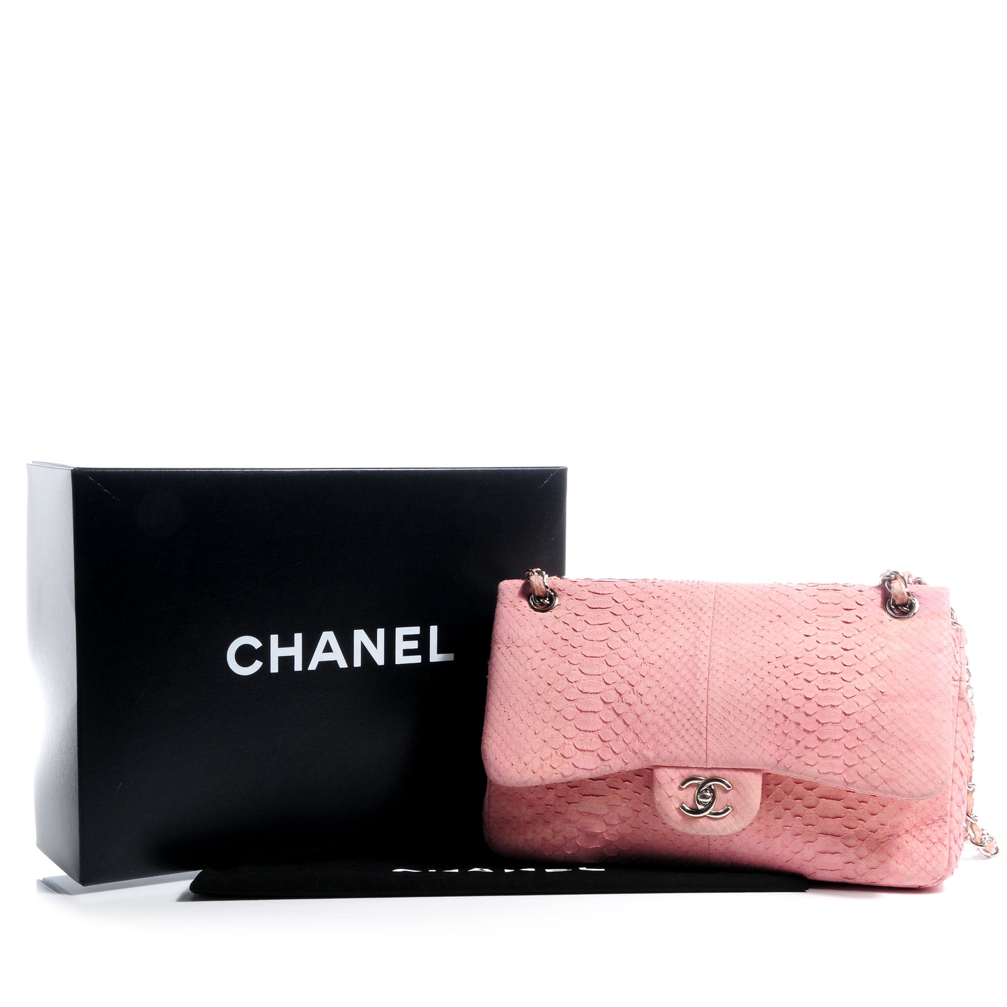 Matte Python Jumbo Double Flap Pink