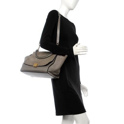 Celine Crocodile Embossed Nubuck Medium Trapeze Grey 3 of 20