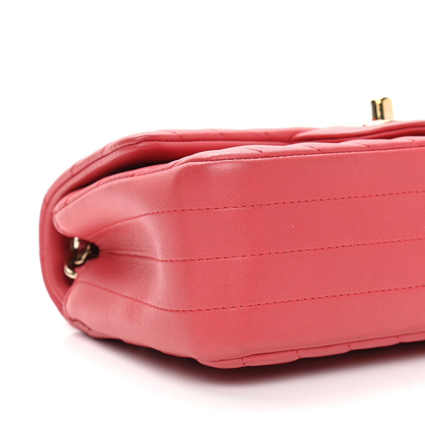 Lambskin Chevron Quilted Mini Rectangular Flap Pink