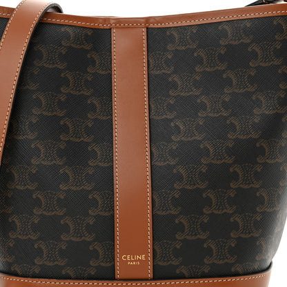 Celine Triomphe Canvas Calfskin Small Bucket Bag Tan 8 of 11