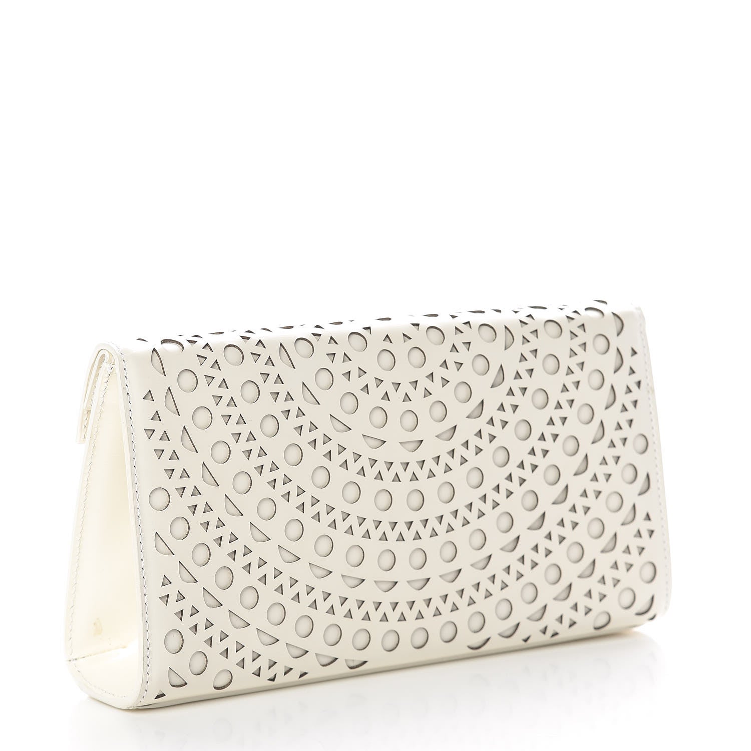 Alaia Calfskin Laser Cut Clutch White 3 of 11