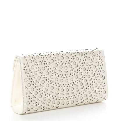 Alaia Calfskin Laser Cut Clutch White 3 of 11