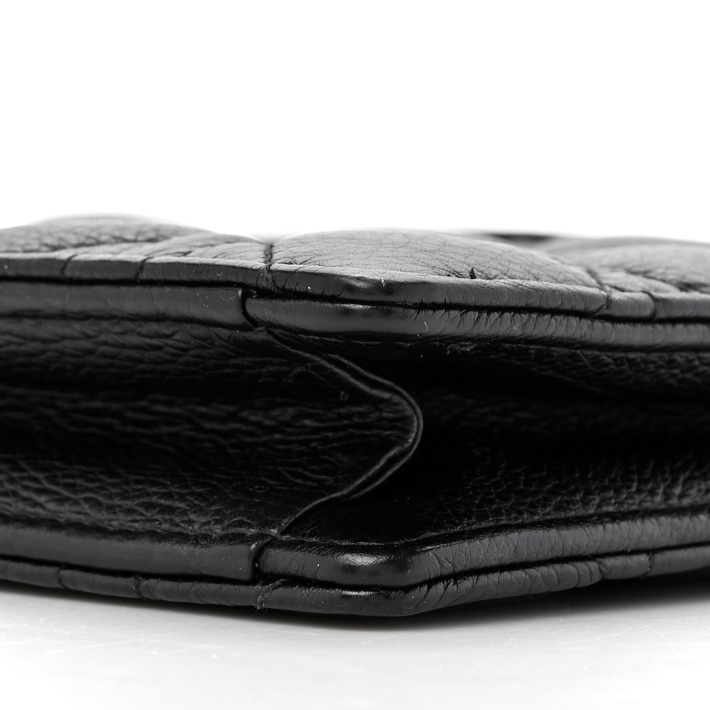 Calfskin Cannage Caro Zipped Pouch With Chain Black