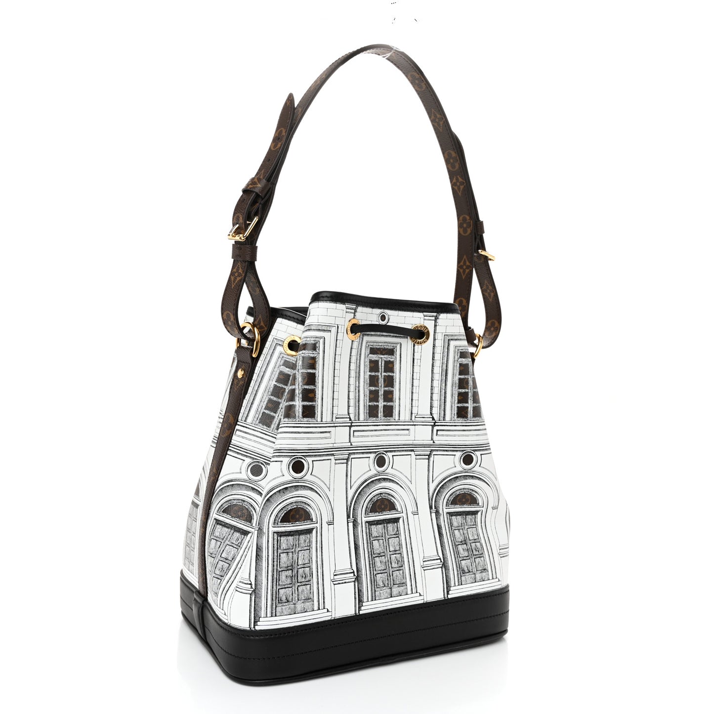 X FORNASETTI Calfskin Architettura Noe MM Black White