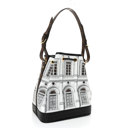 Louis Vuitton X FORNASETTI Calfskin Architettura Noe MM Black White 3 of 9