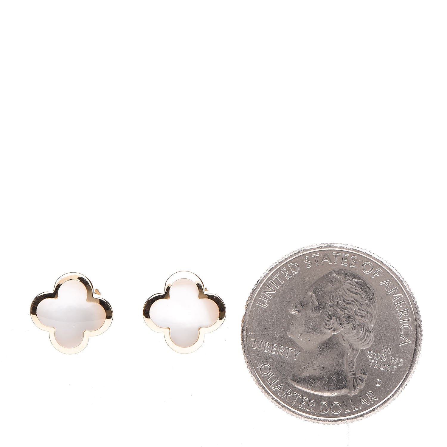 Van Cleef & Arpels 18K Yellow Gold Mother of Pearl Pure Alhambra Earrings 2 of 5