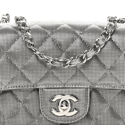 Chanel Metallic Calfskin Quilted Pixel Effect Mini Rectangular Flap Dark Silver 8 of 11