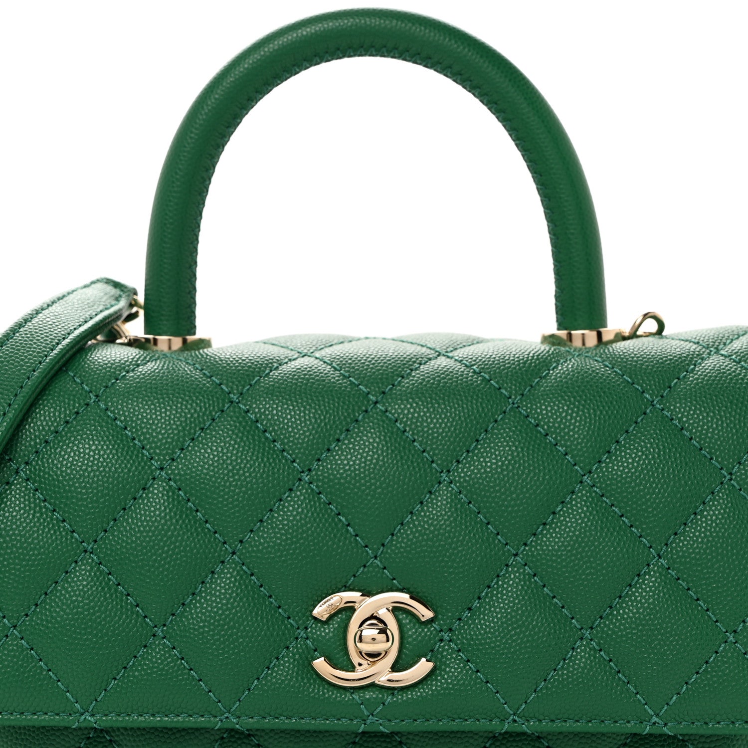 Chanel Caviar Quilted Mini Coco Handle Flap Green 5 of 10