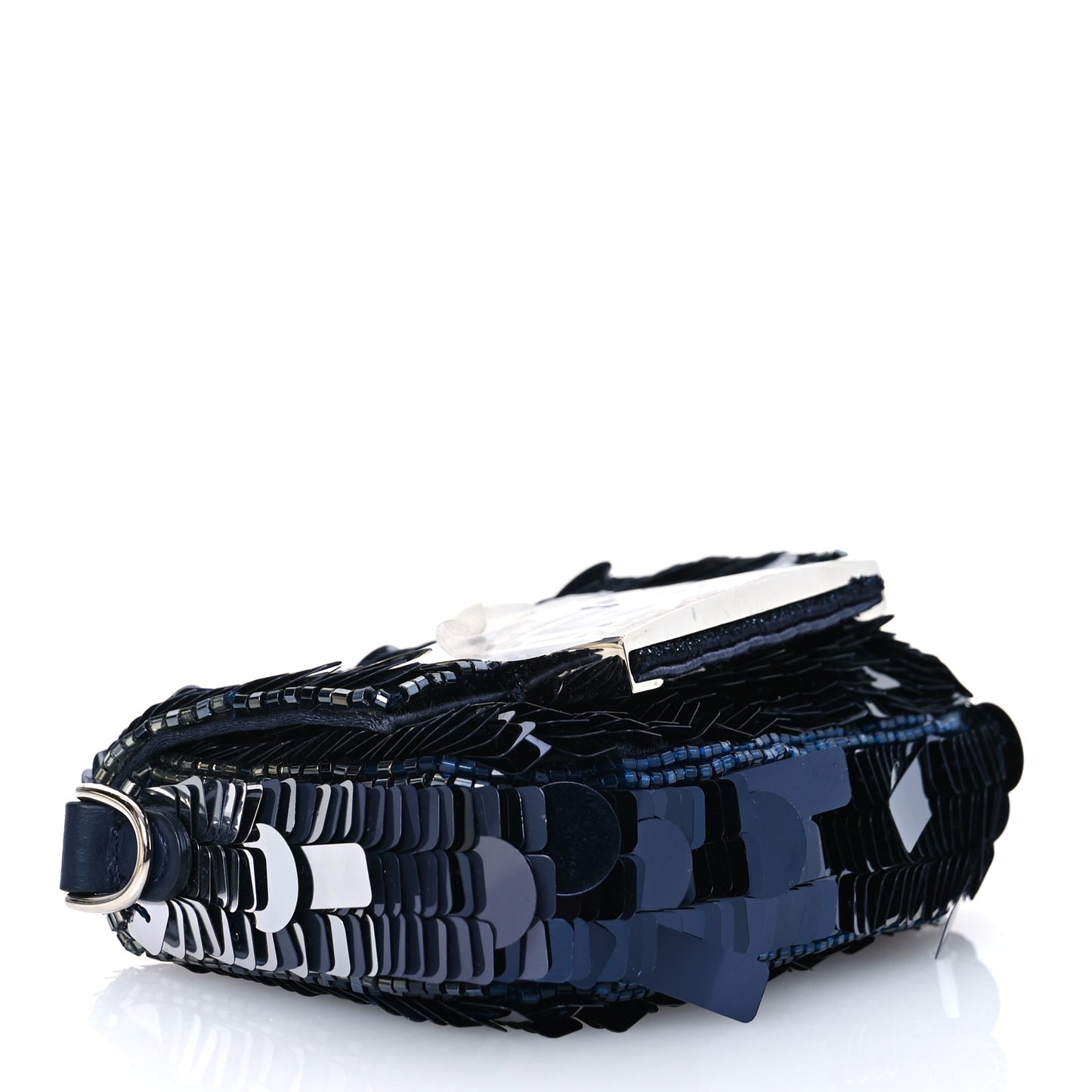 Sequin Paillettes Shiny Nappa Sex and the City Nano Maxi Buckle Baguette Charm Midnight