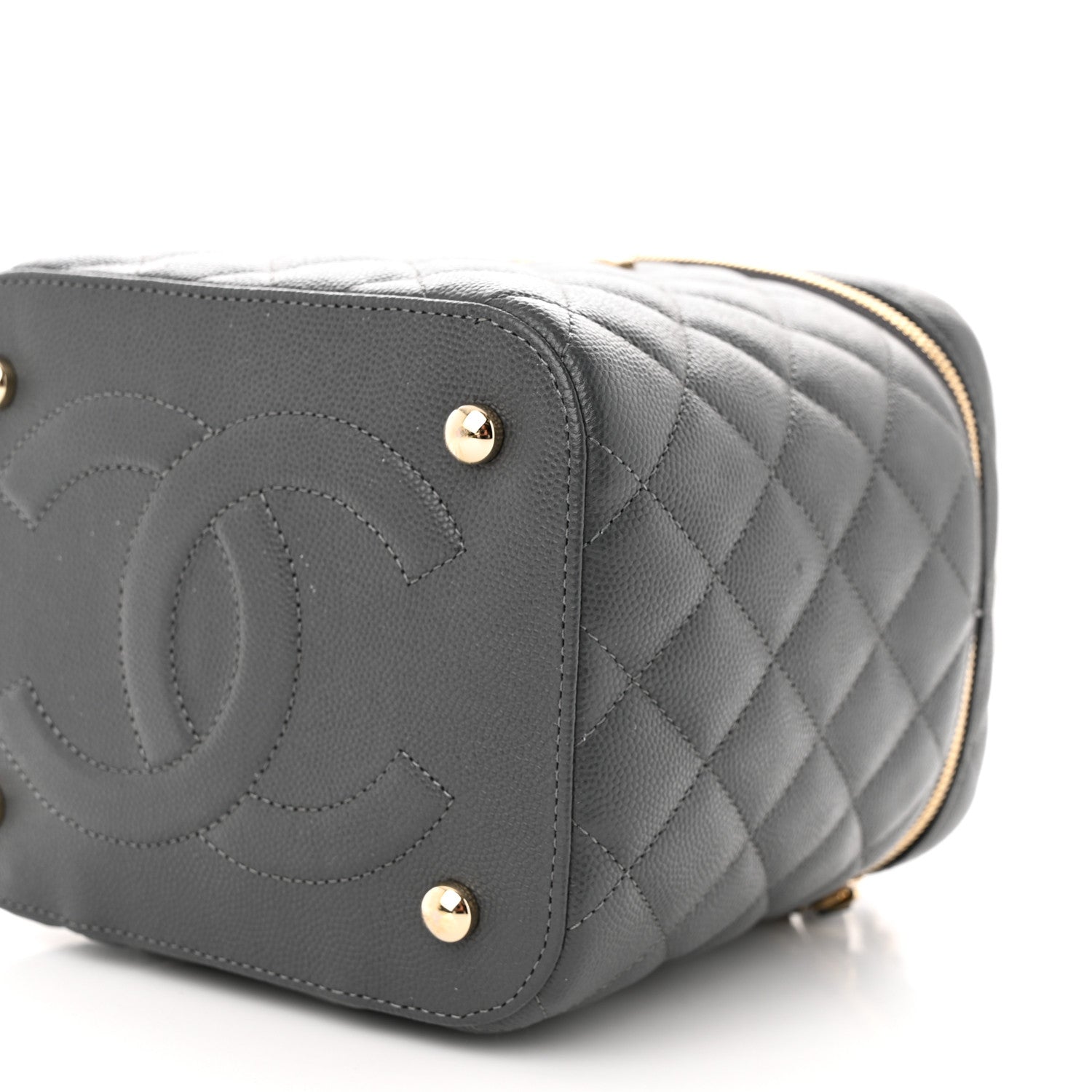 Chanel Caviar Quilted Small Top Handle Vanity Case With Chain Dark Grey 10 of 10